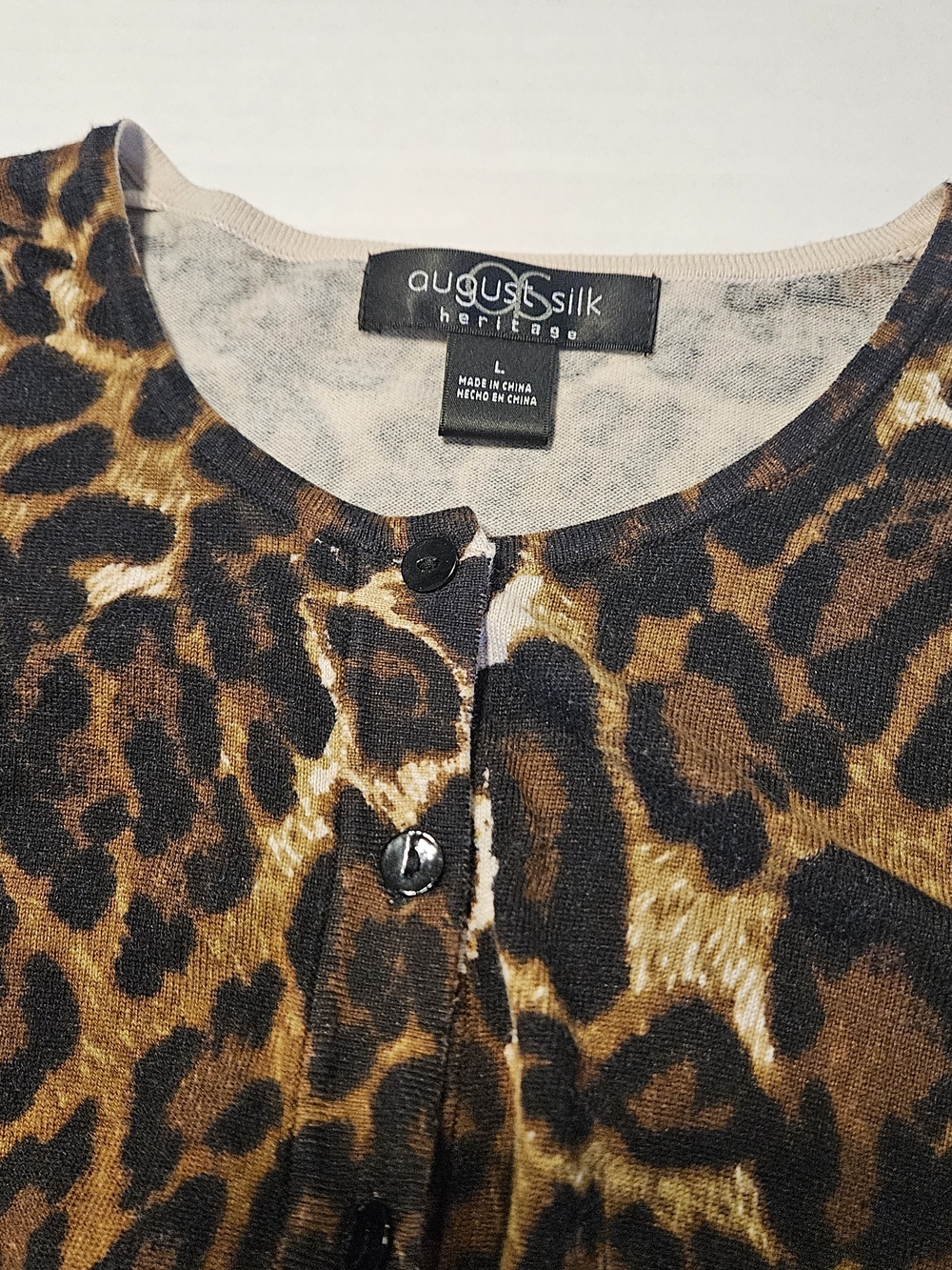 August silk Leopard Print Cardigan in Brown, Black & Cream - Picture 4 of 11